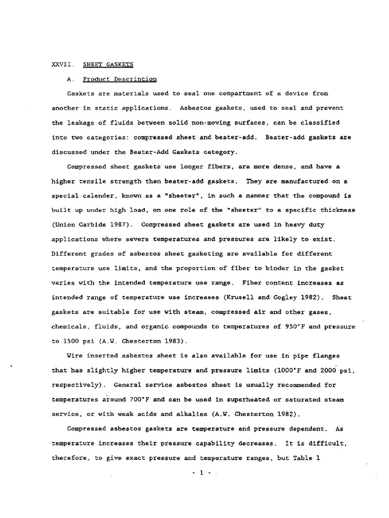 Alternative Gasket Materials PDF Fibers Asbestos