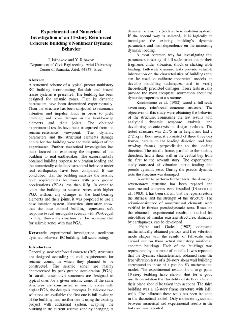 Experimental and Numerical Investigation of An 11-Story Reinforced ...