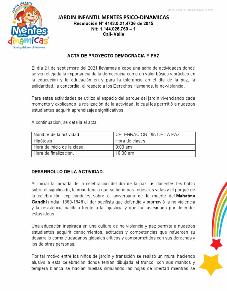 Actividades para el Día de la Paz Infantil | PDF | Paz | Educación de ...