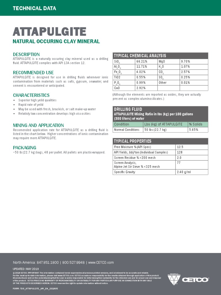 Attapulgite: Natural Occuring Clay Mineral | PDF | Minerals | Water
