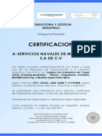 Certificado Talleres Navales de Mazatlan