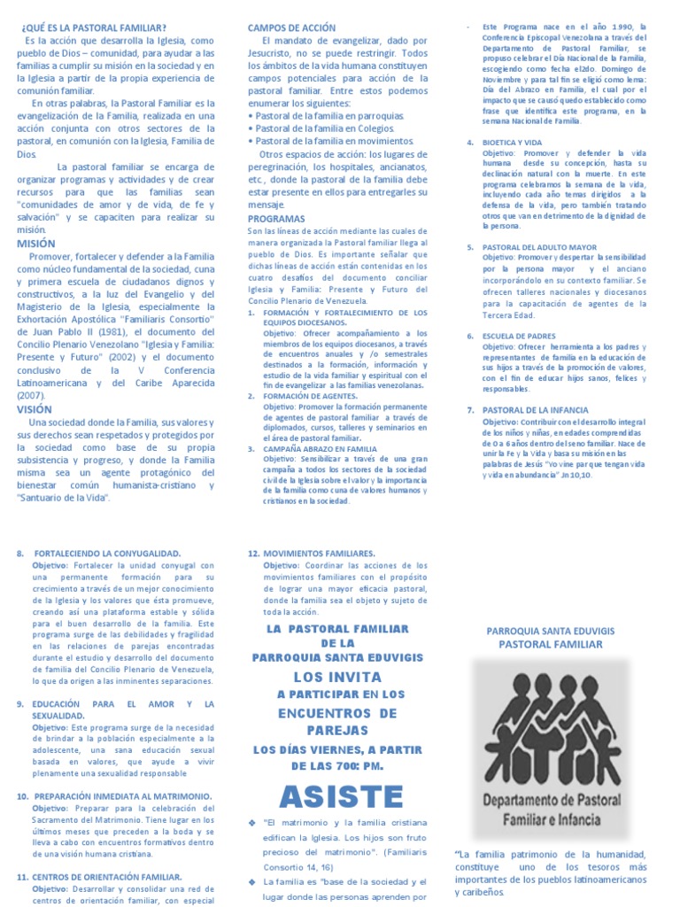 Triptico Pastoral Familiar 2014 | PDF | Iglesia Católica | Familia