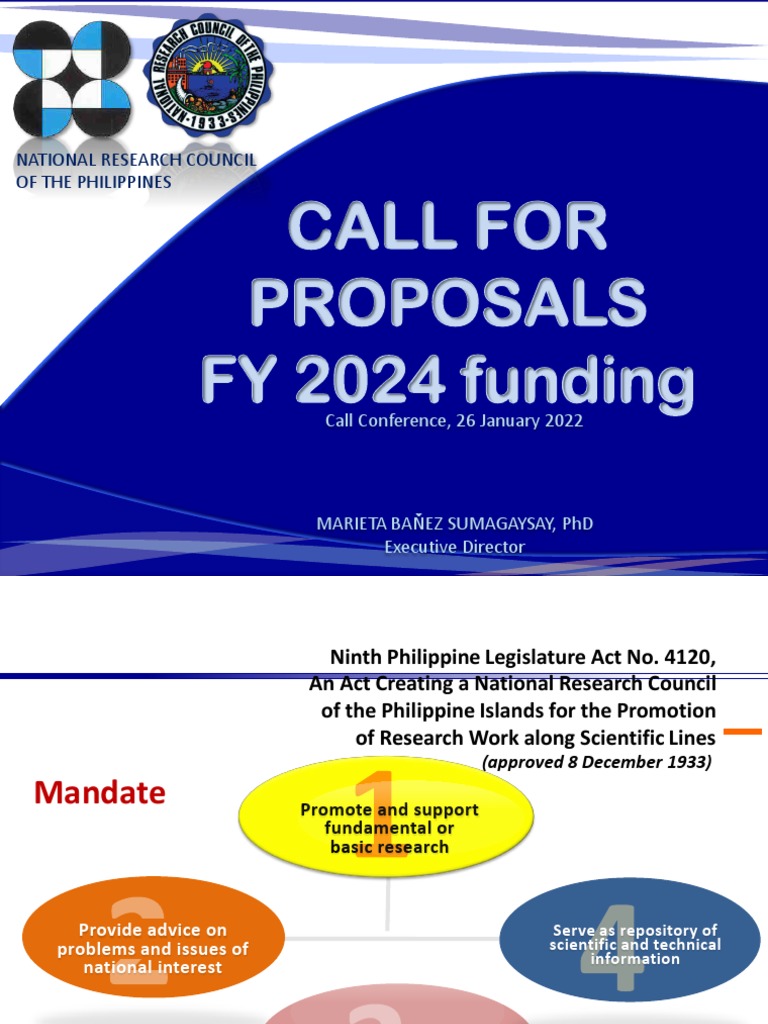 Call For Proposals FY 2024 Funding National Research Council of The