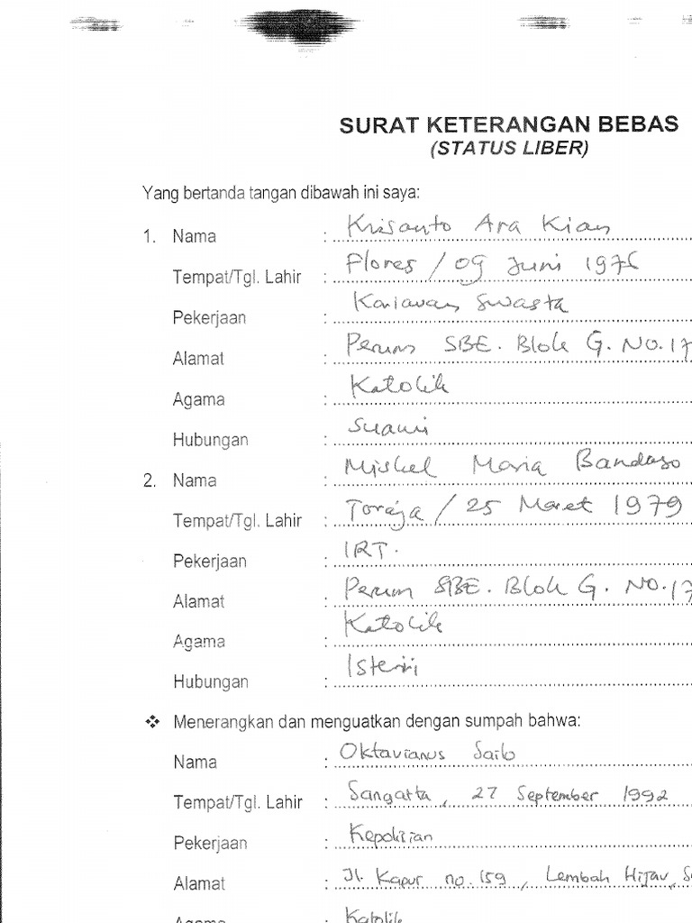 Contoh Format Status Liber PDF