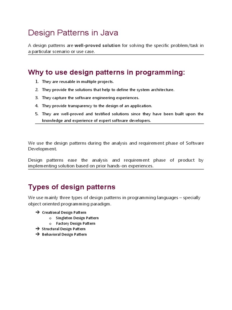 Design Patterns in Java | PDF | Class (Computer Programming) | Method ...