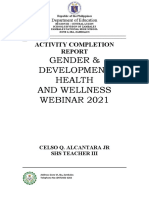 Gender & Development Health and Wellness WEBINAR 2021: Activity Completion