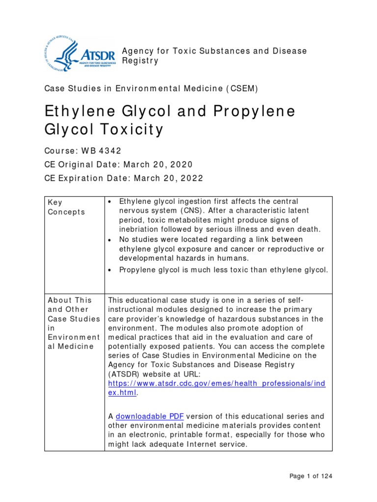 Ethylene Glycol and Propylene PDF Medical Specialties Clinical