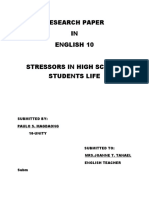 Research Paper IN English 10 Stressors in High School Students Life