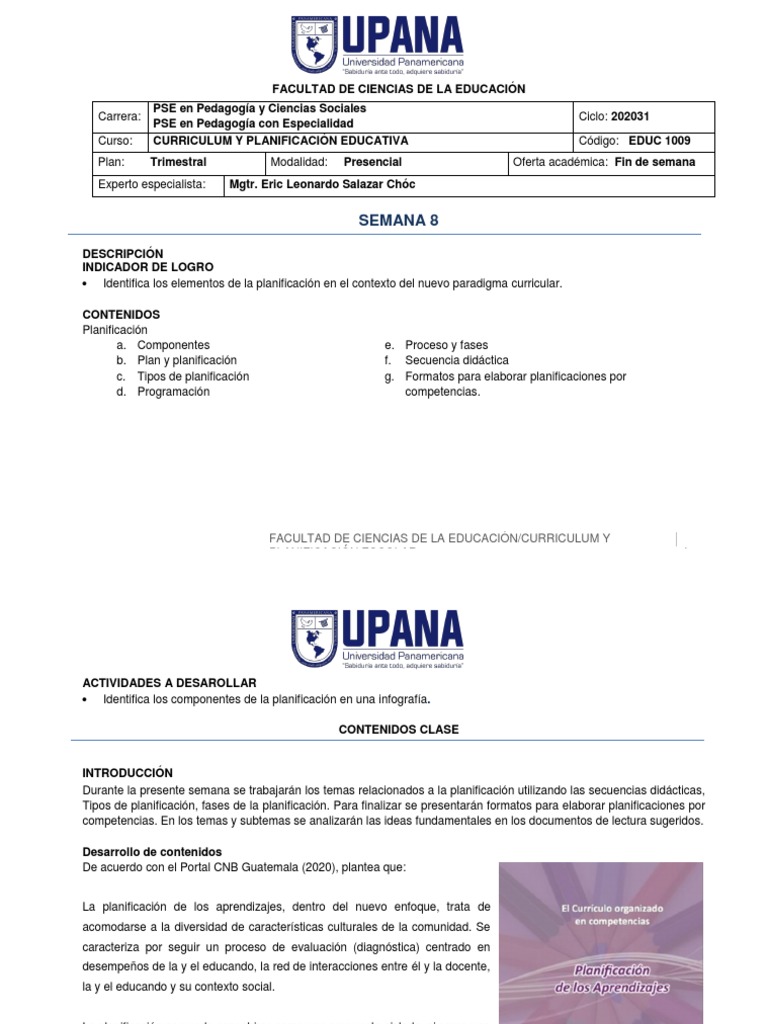 Planificación Educativa en Pedagogía | PDF | Plan de estudios | Evaluación