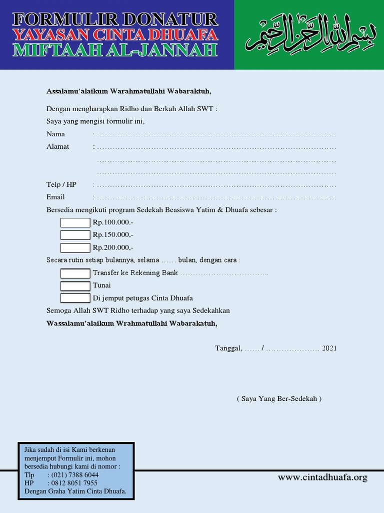 Formulir Donatur A5 PDF