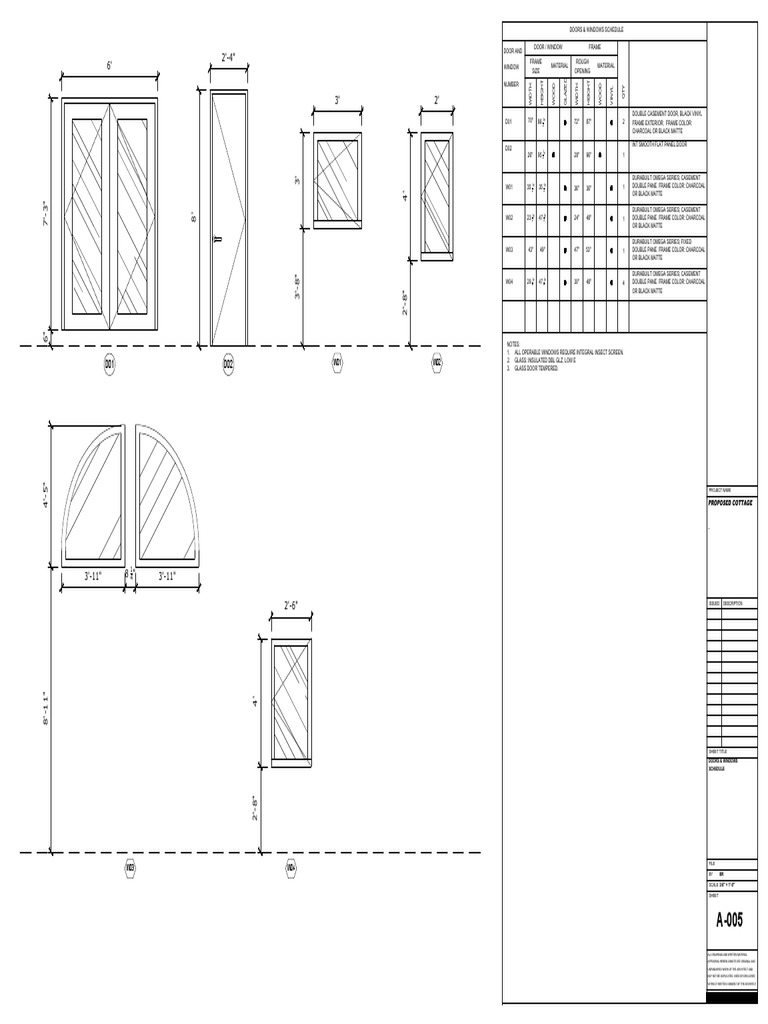 Cottage - Schedule of Doors and Windows | PDF | Window | Door