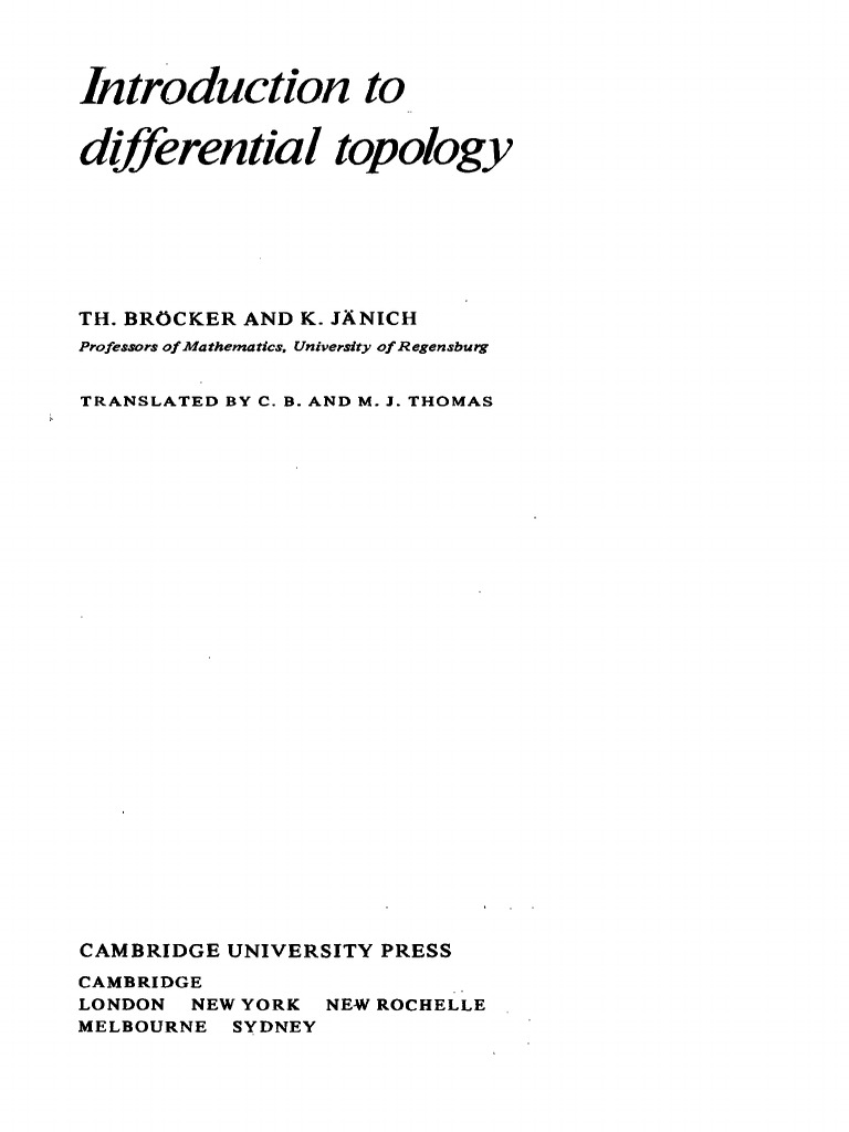 Introduction To Differential Topology PDF