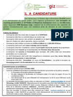 Appel A Candidature: Coaching Personnalisé de 20 Petites Et Moyennes Entreprises Étalé Sur Six (06) Mois