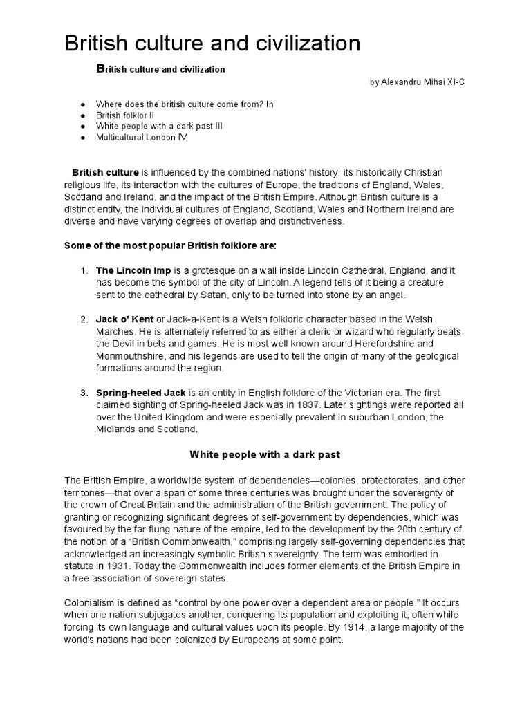 British Culture and Civilization | PDF | British Empire | United Kingdom