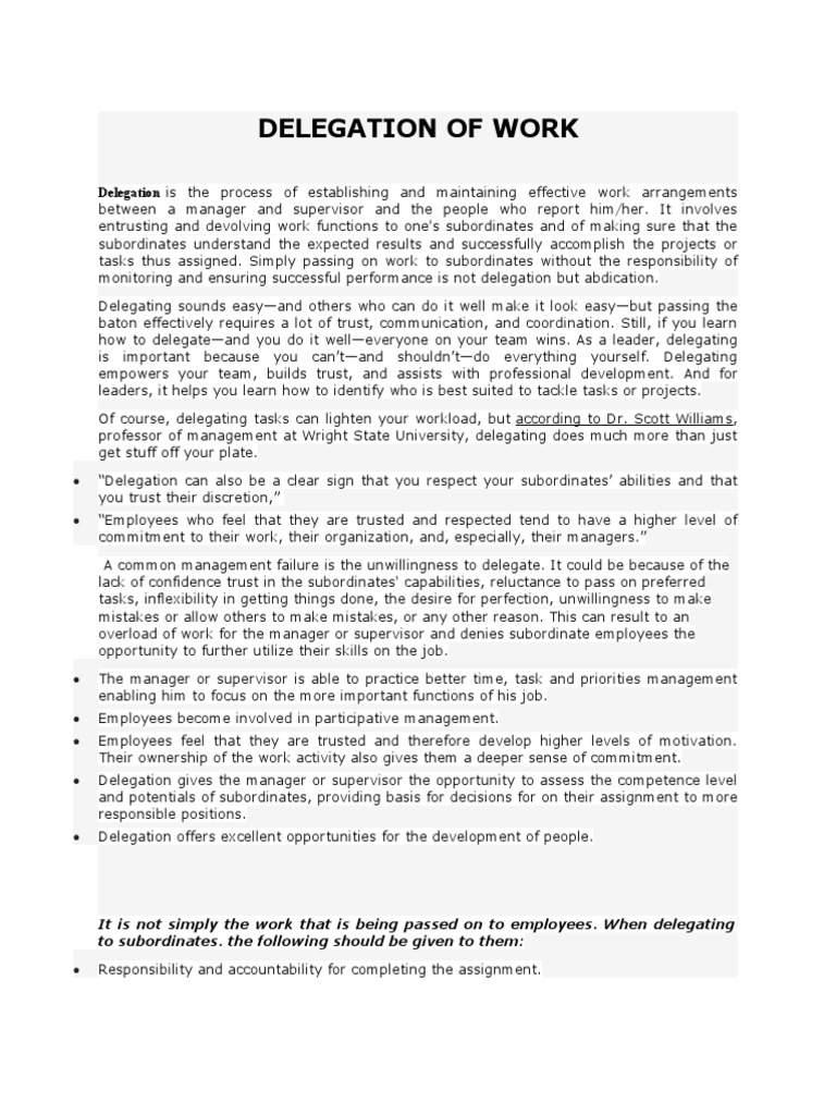 Effective Delegation for Managers | PDF | Leadership | Goal