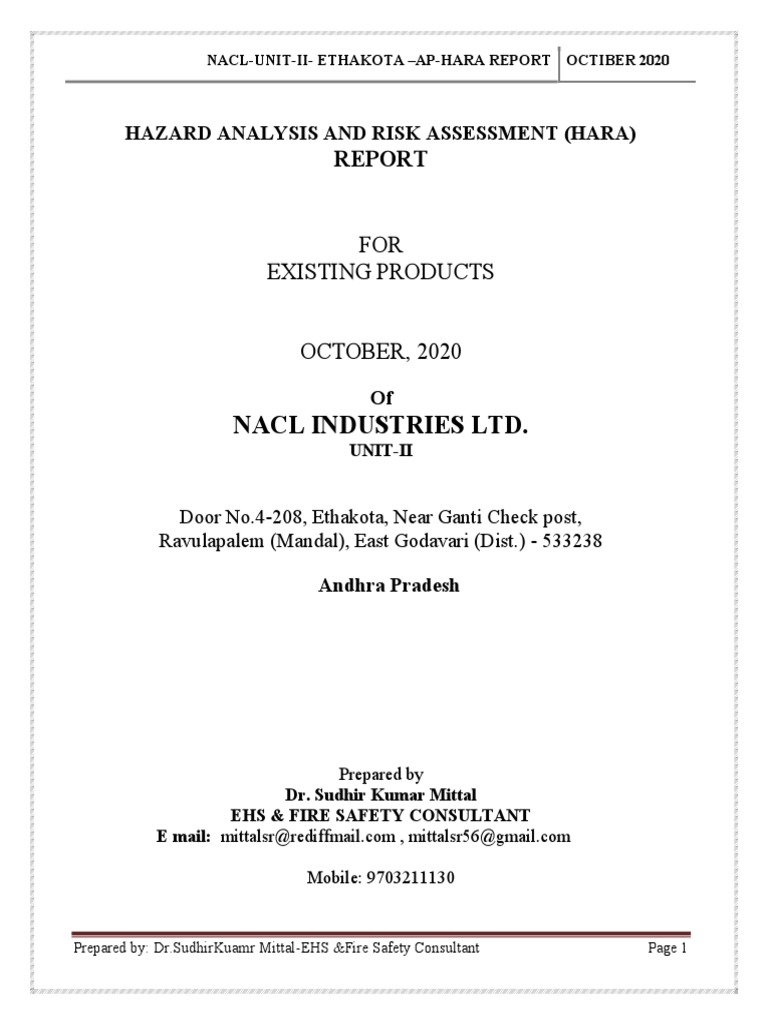 HARA Report NACL Unit 2 Ethakota Year 2020 | PDF