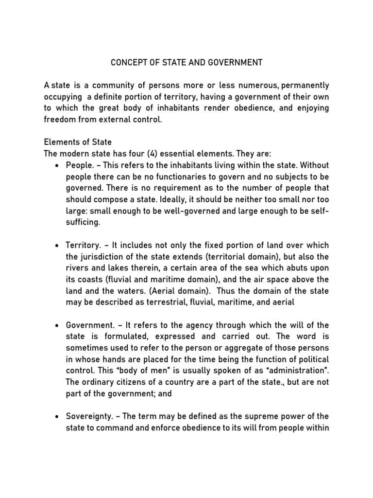 Concept of State and Government | PDF | State (Polity) | Government