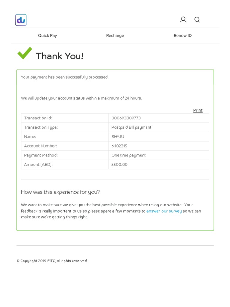 Thank You!: Quick Pay Recharge Renew ID | PDF
