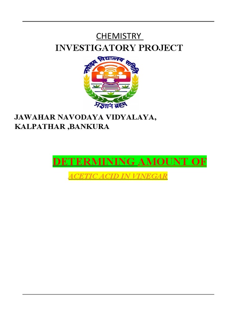 Chemistry Investigatory Project of Class Xii PDF Chemistry Titration