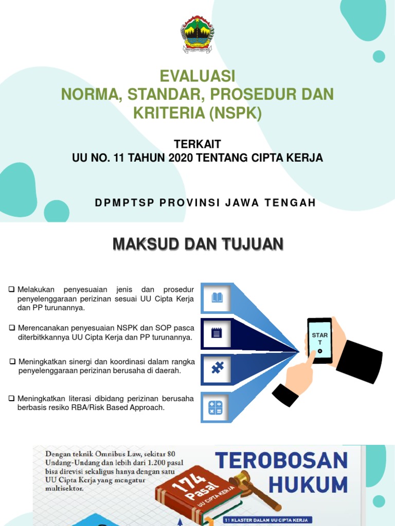 Evaluasi NSPK UU Cipta Kerja Jawa Tengah | PDF | Bisnis | Teknologi ...