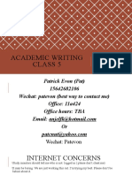 Academic Writing Class 5: Patrick Evon