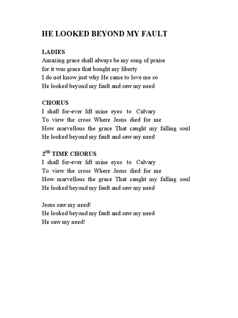 He Looked Beyond My Fault Pdf