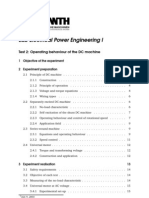 Lab Electrical Power Engineering I: Test 2: Operating Behaviour of The DC Machine