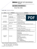 Xii Cbse / Uni Test 01: Exam Time Table