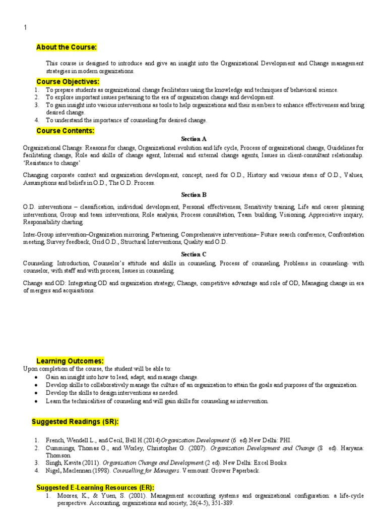 About The Course:: Section A | PDF | Organization Development | Cognition