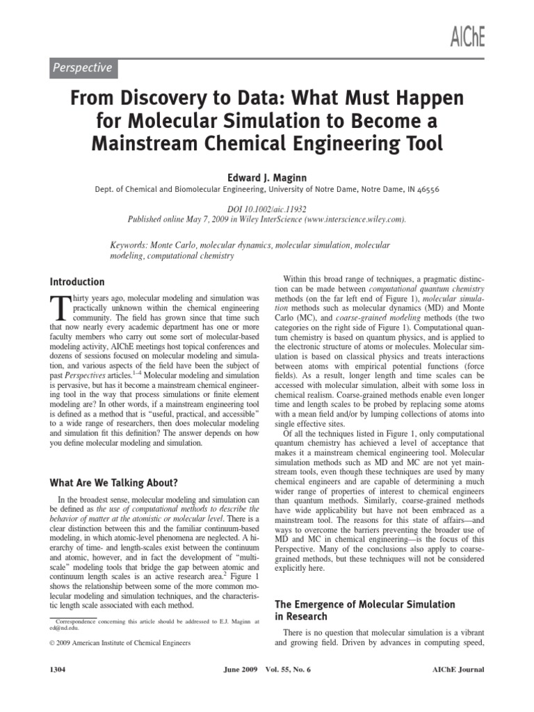 Molecular Simulation in Chemical Engineering | PDF | Computational ...