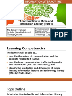 Introduction To MIL Part 1 Communication Media Information and Technology Literacy