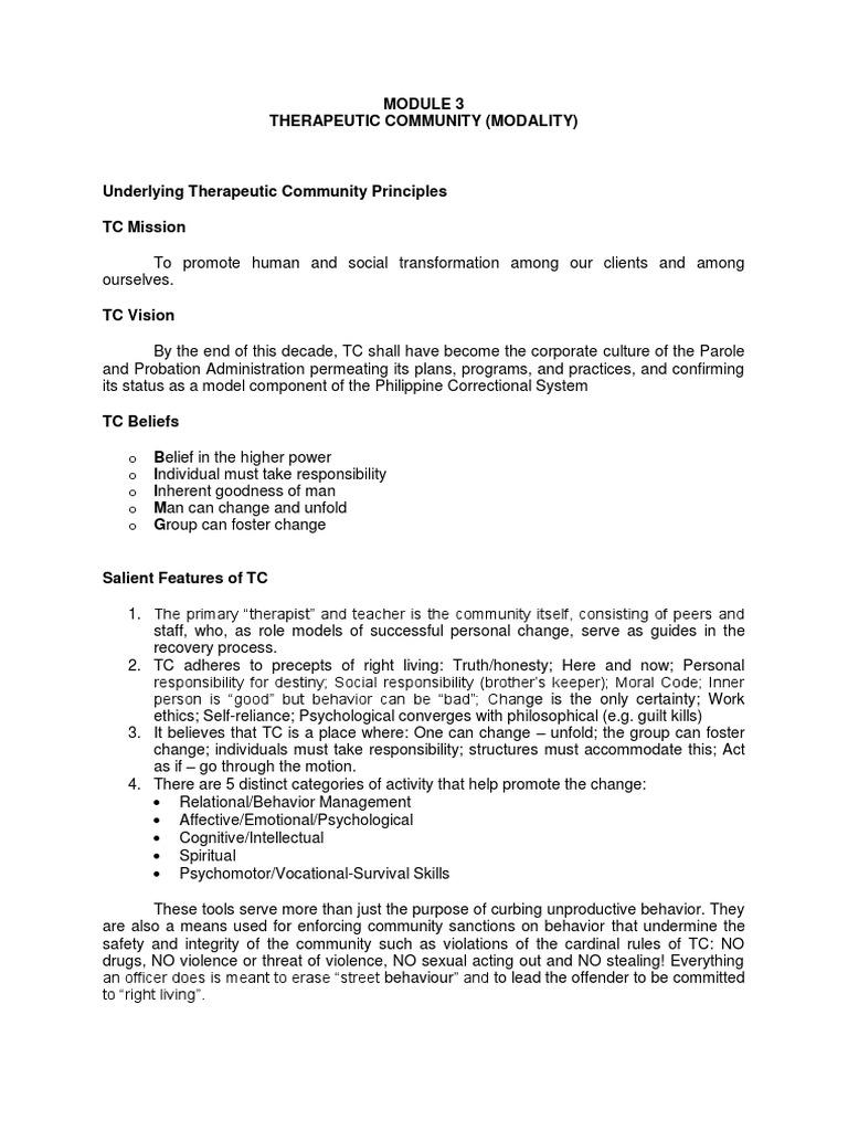 Therapeutic Community (Modality) | PDF | Attitude (Psychology) | Affect ...