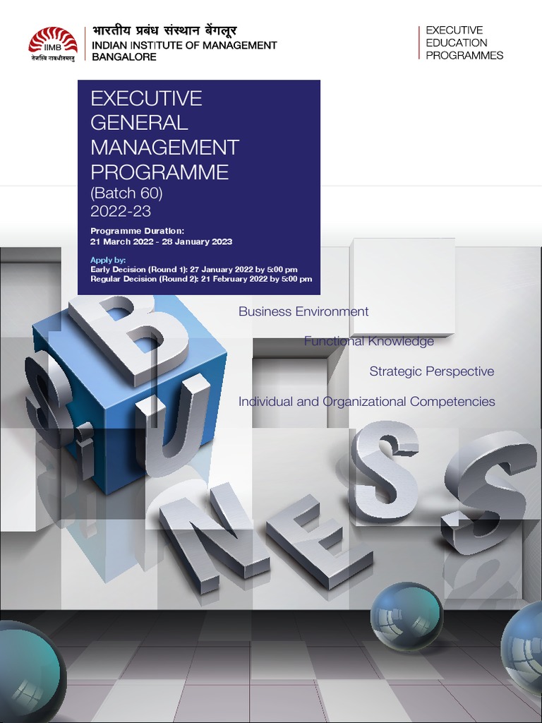 IIM Bangalore Executive General Management Program | PDF | Master Of ...