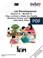 Personal Development: Quarter 2 - Module 9: Plan On How To Make The Family Members Firmer and Gentler With Each Other