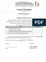 Certificate of Eligibility For MD Track - Referral