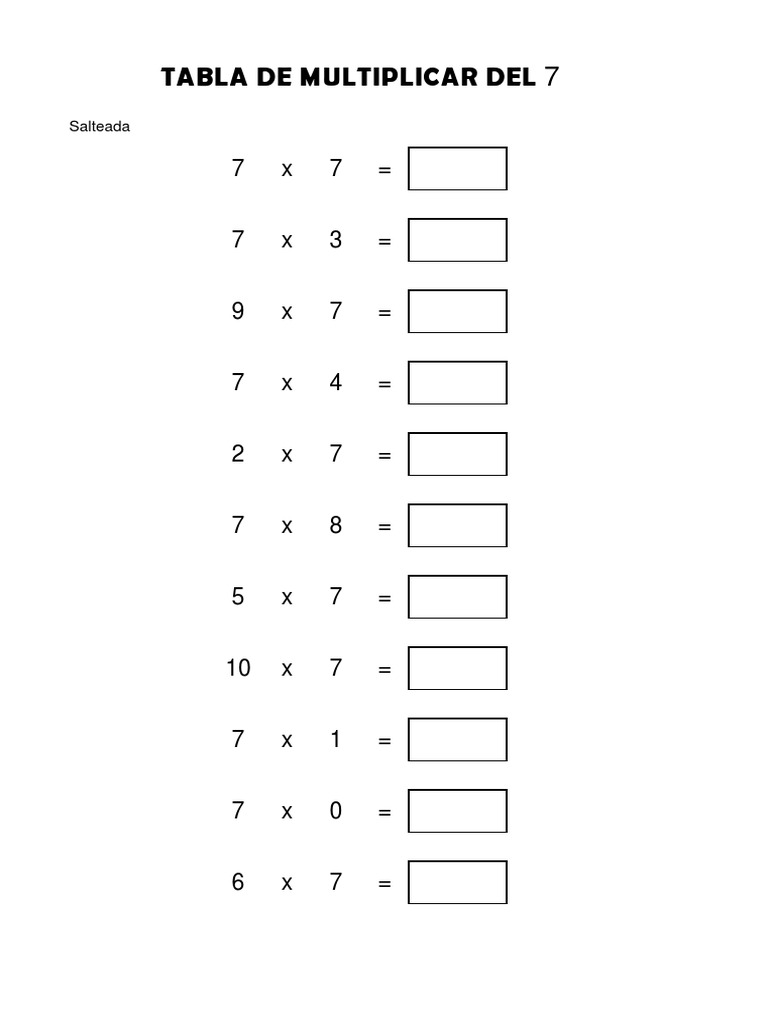 Tabla Del 7 Salteada PDF