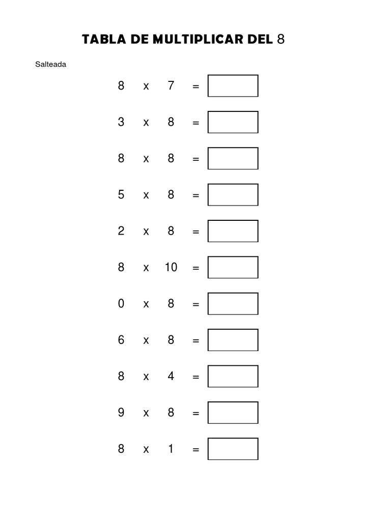 Tabla Del 8 Salteada PDF
