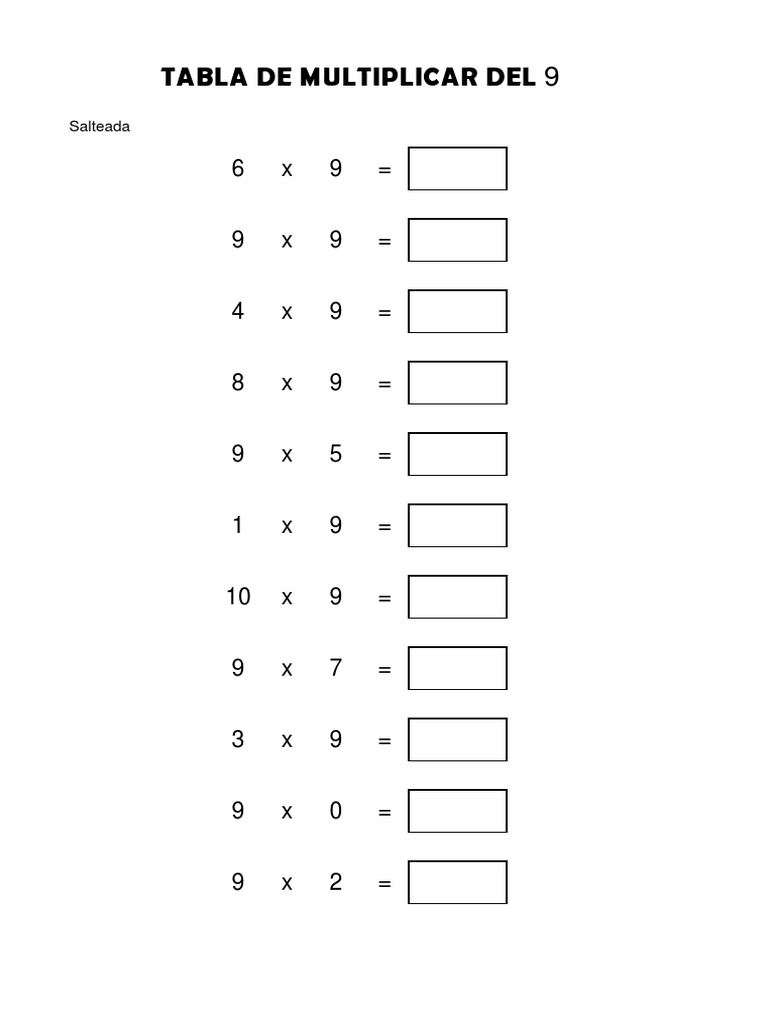 Tabla Del 9 Salteada PDF