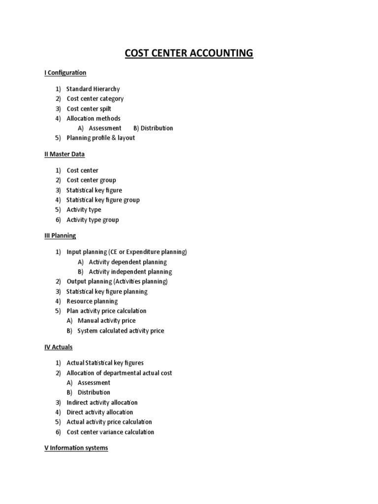 Cost Center Accounting PDF Labour Economics Cost