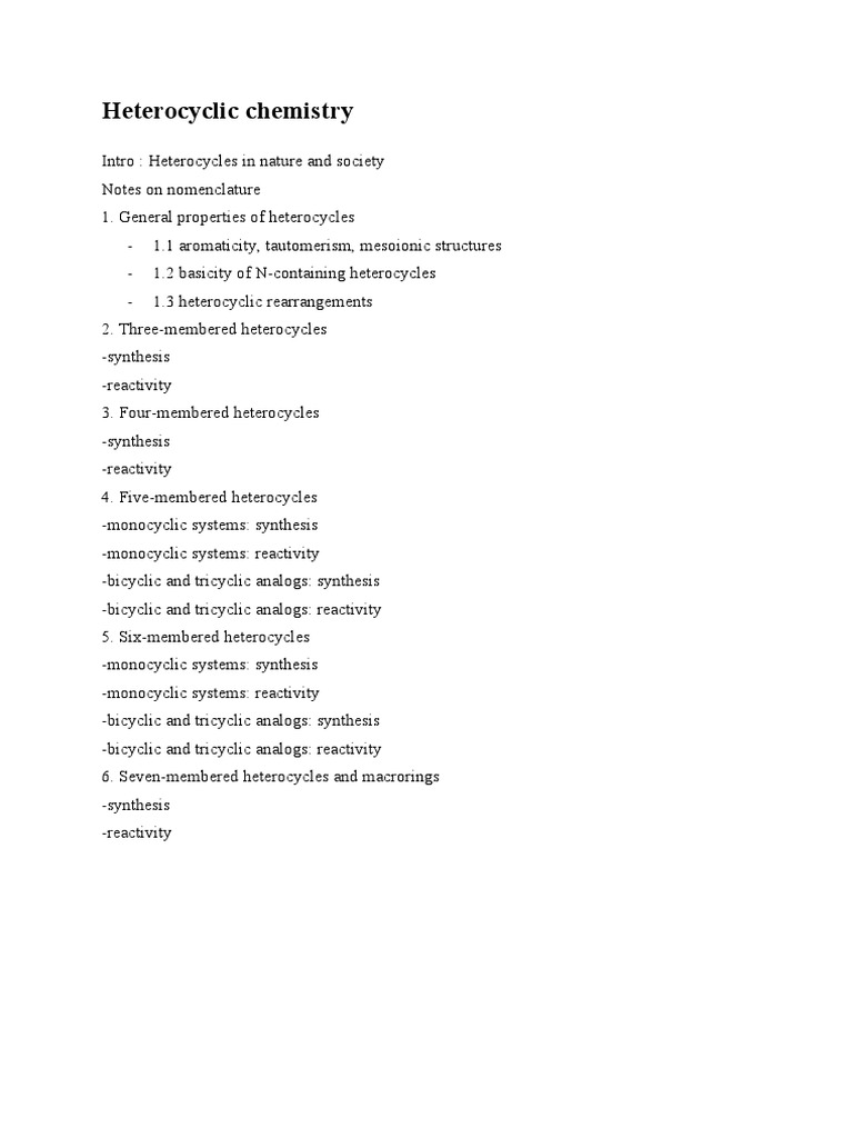 Heterocyclic Chemistry | PDF | Heterocyclic Compound | Aromaticity