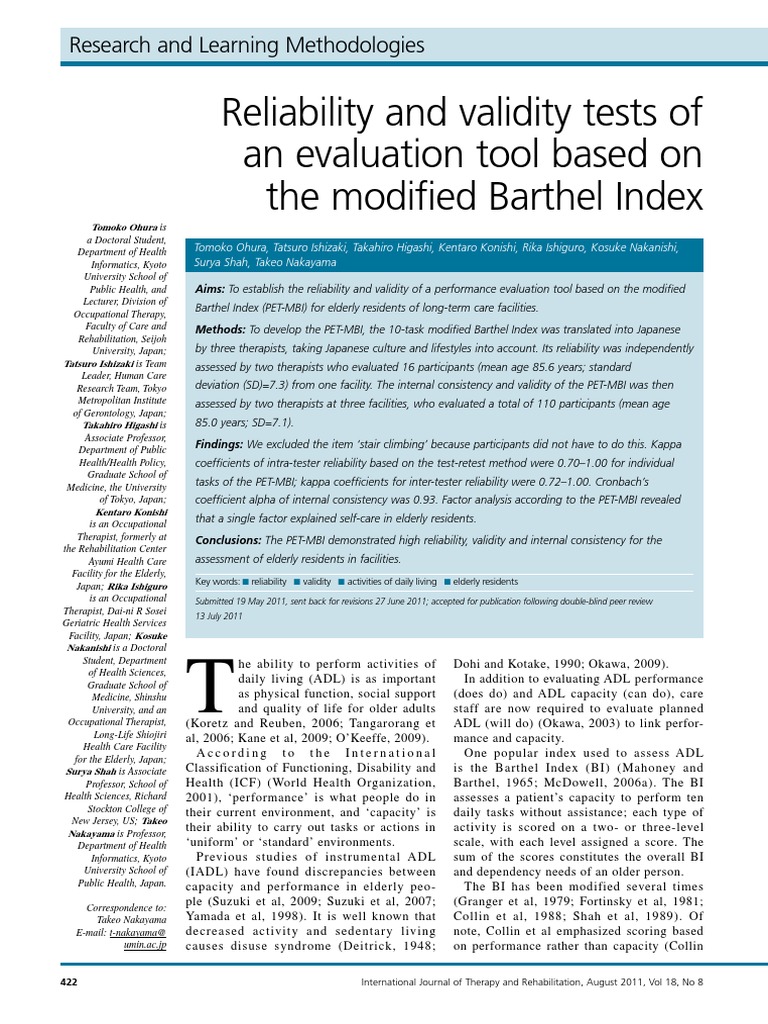 Reliability and Validity Tests of An Evaluation Tool Based On The