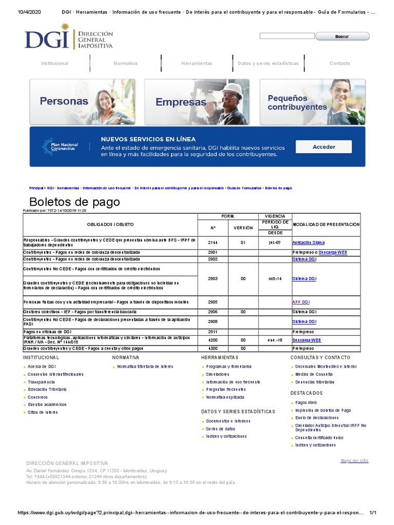 Boletos de Pago DGI y Formulario 2908 | PDF | Desarrollo de software ...