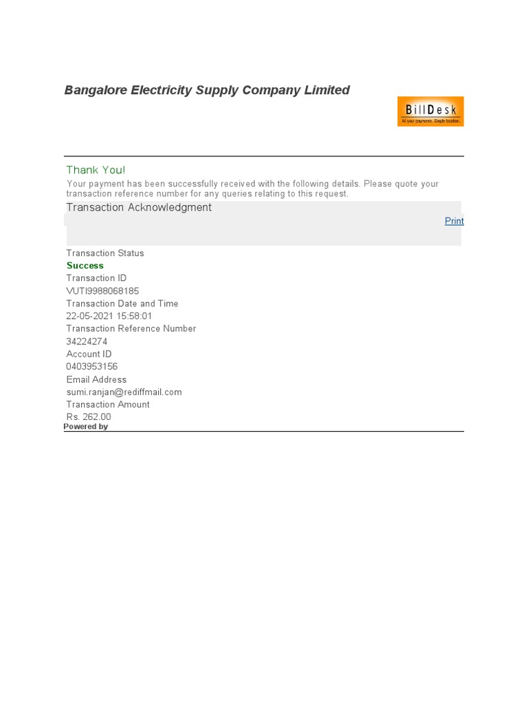 Bangalore Electricity Supply Company Limited Thank You! PDF