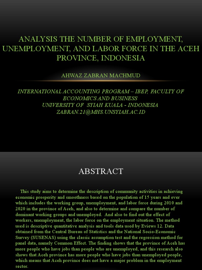 Analysis The Number of Employment, Unemployment. PDF Regression