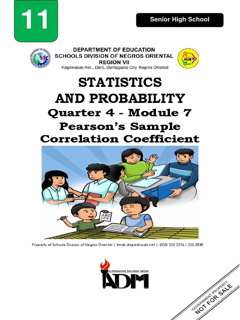 Statistics and Probability: Quarter 4 - Module 7 Pearson's Sample ...