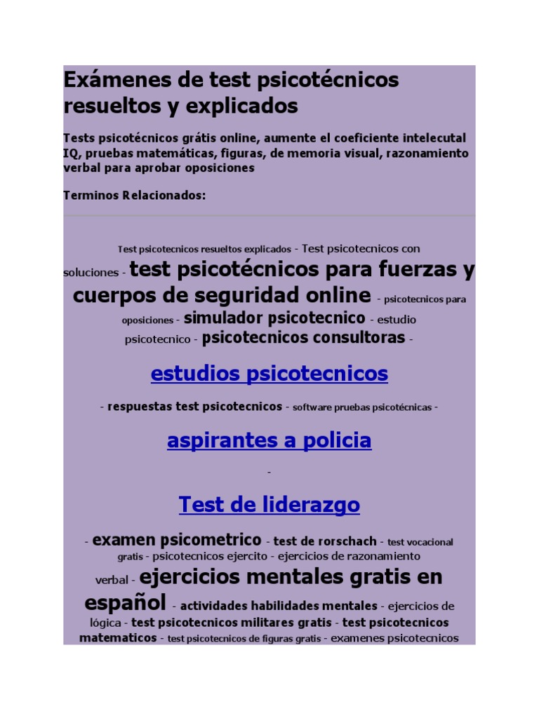Celos Claves Para Comprenderlos Y Superarlos Pdf Gratis Exámenes de Test Psicotécnicos Resueltos y Explicados | PDF | Prueba  (evaluación) | Memoria