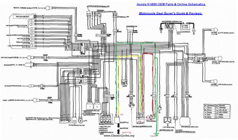 Honda NX650 Dominator 650 Electrical Wiring Harness Diagram Schematic | PDF