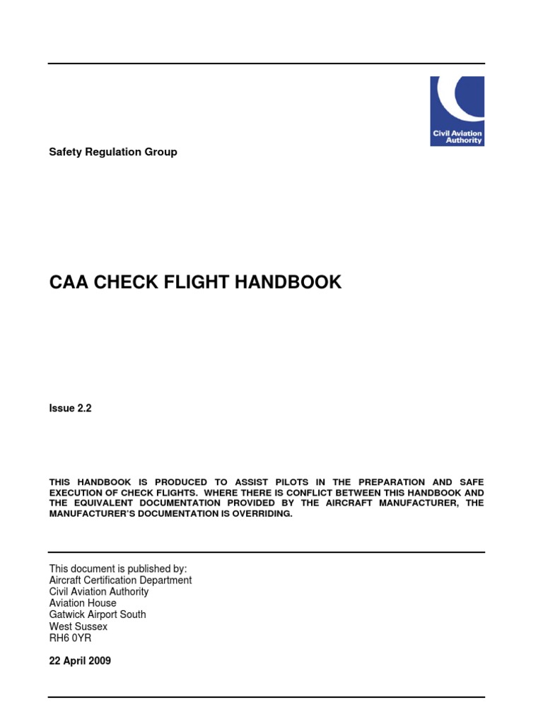 CAA Check Flight Handbook Guide | PDF | Flight Test | Aircraft