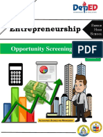 Entrepreneurship: Opportunity Screening