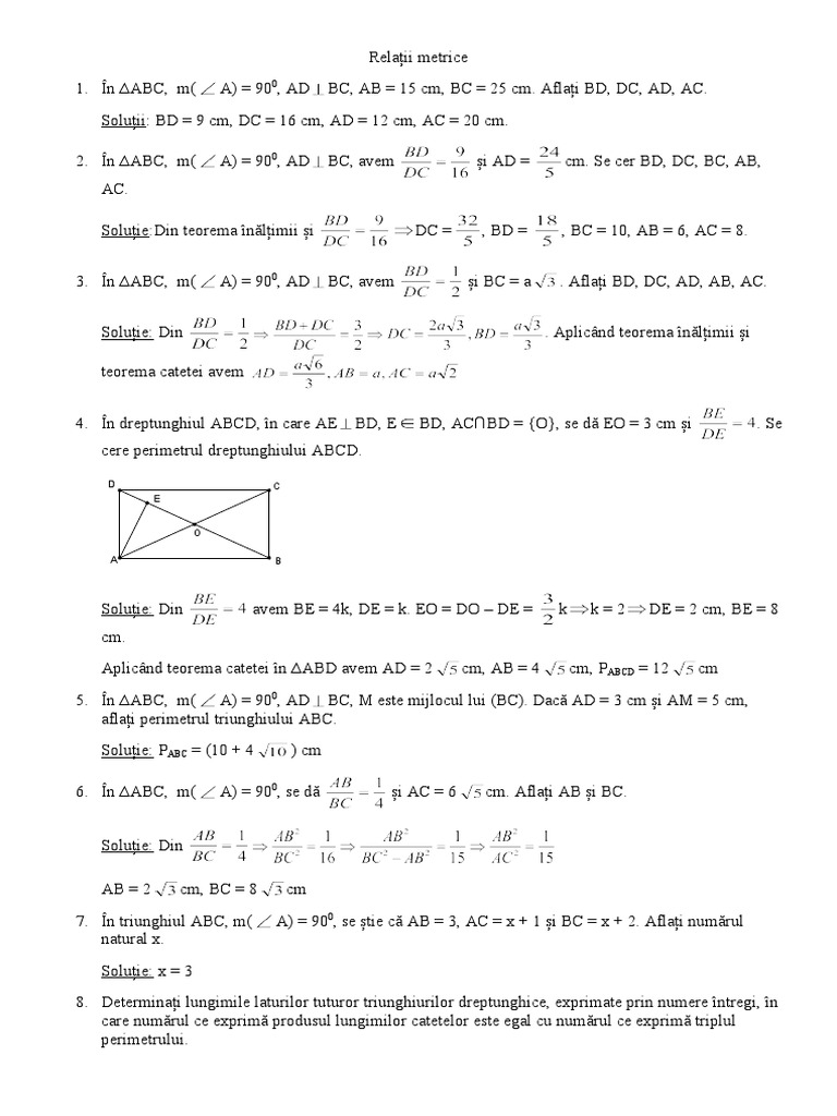 Prob Rezolvate Relatii - Metrice | PDF